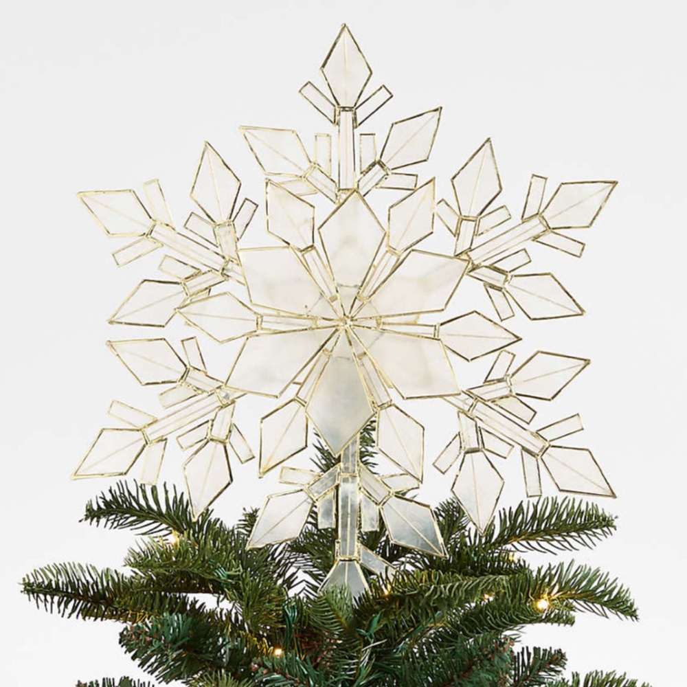 New! ✨🌟✨Crate&Barrel Gold and White Snowflake Tree Topper